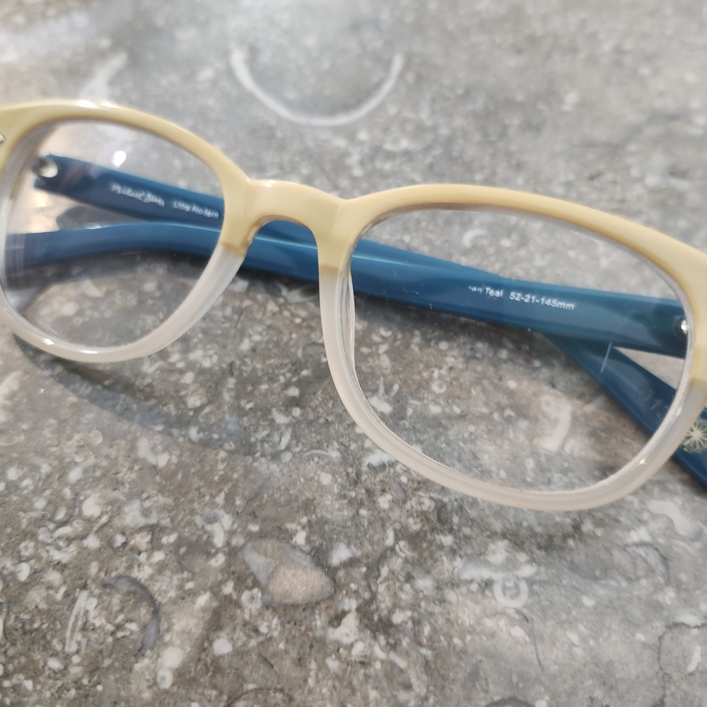 Michael Stars Cream Front with Blue Temples Round Glasses